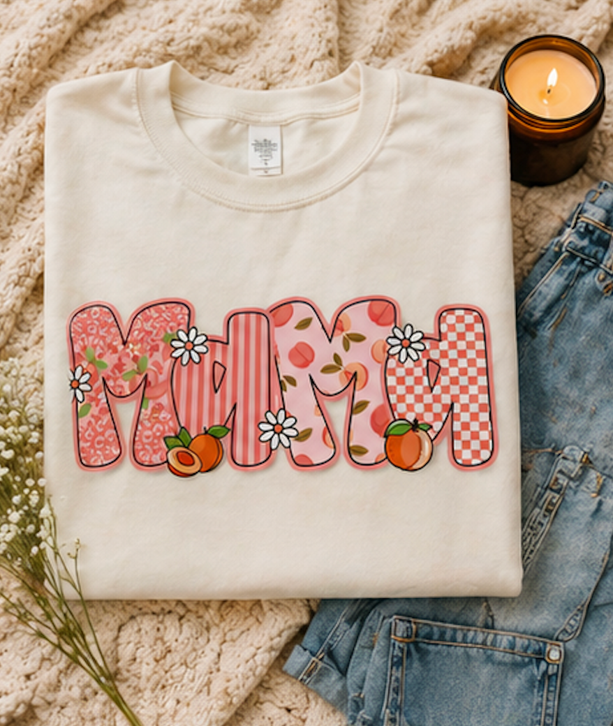 Peach Floral Mama Graphic Tee • Spring Mama Shirt • Soft Girly Mom Shirt • Floral Boutique Style Outfit