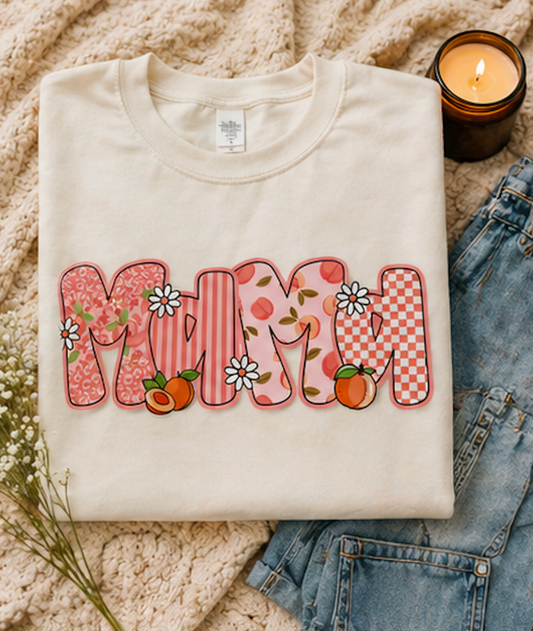 Peach Floral Mama Graphic Tee • Spring Mama Shirt • Soft Girly Mom Shirt • Floral Boutique Style Outfit