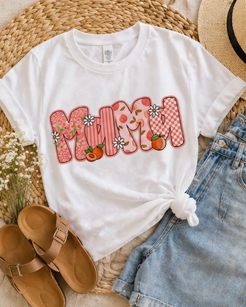 Peach Floral Mama Graphic Sweatshirt • Spring Mama Crewneck • Soft Girly Mom Pullover • Floral Boutique Style Outfit