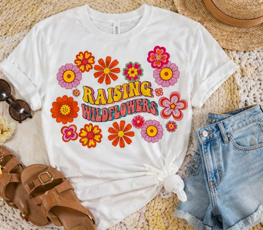 Raising Wildflowers Retro Floral Graphic • Groovy 70s Daisy Design for Moms • Vintage Feminine Boutique Aesthetic