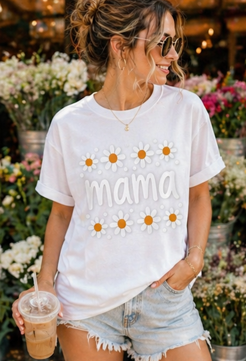 Retro Daisy Mama Tee • Floral Mama Shirt • Spring Boutique Mom Graphic Tee • Mother’s Day Gift Shirt