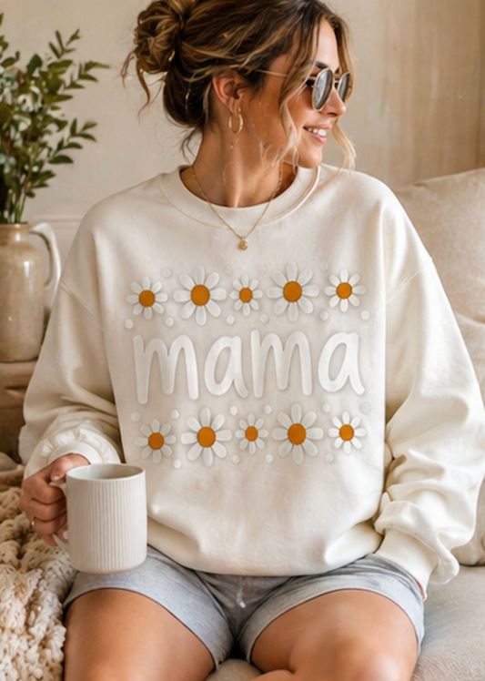 Retro Daisy Mama Crewneck • Floral Mama Sweatshirt • Cozy Motherhood Gift • Boutique Mom Pullover