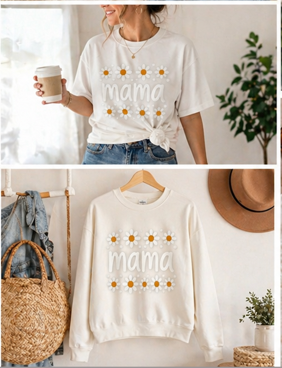 Retro Daisy Mama Crewneck • Floral Mama Sweatshirt • Cozy Motherhood Gift • Boutique Mom Pullover
