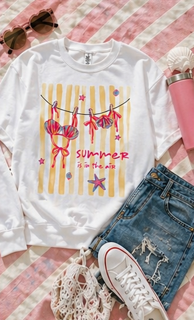 Summer Is In The Air Shirt • Beach Vacation Graphic Tee • Bikini Summer Shirt • Coastal Vacation Outfit