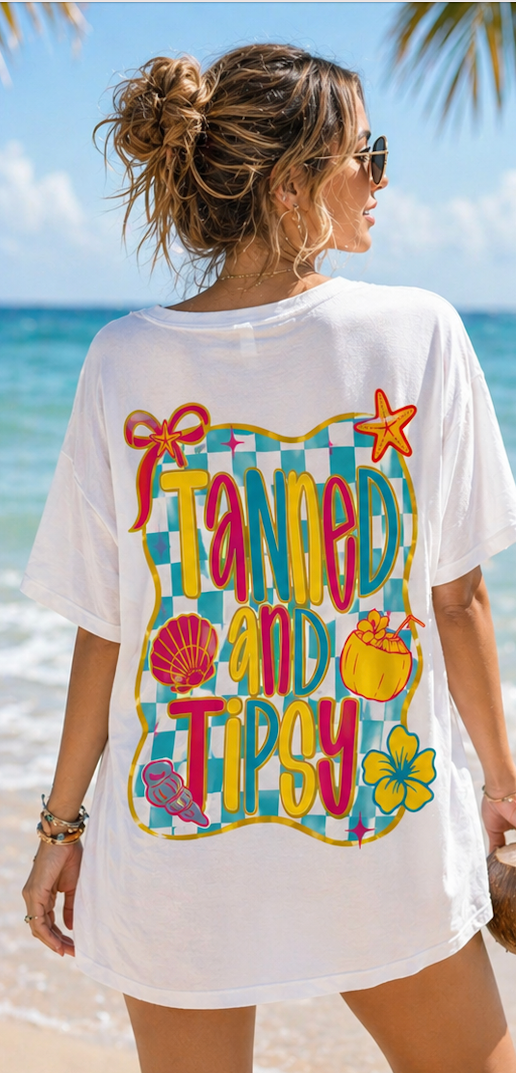 Tanned and Tipsy Shirt • Beach Vacation Graphic Tee • Summer Beach Girl Shirt • Tropical Summer Outfit