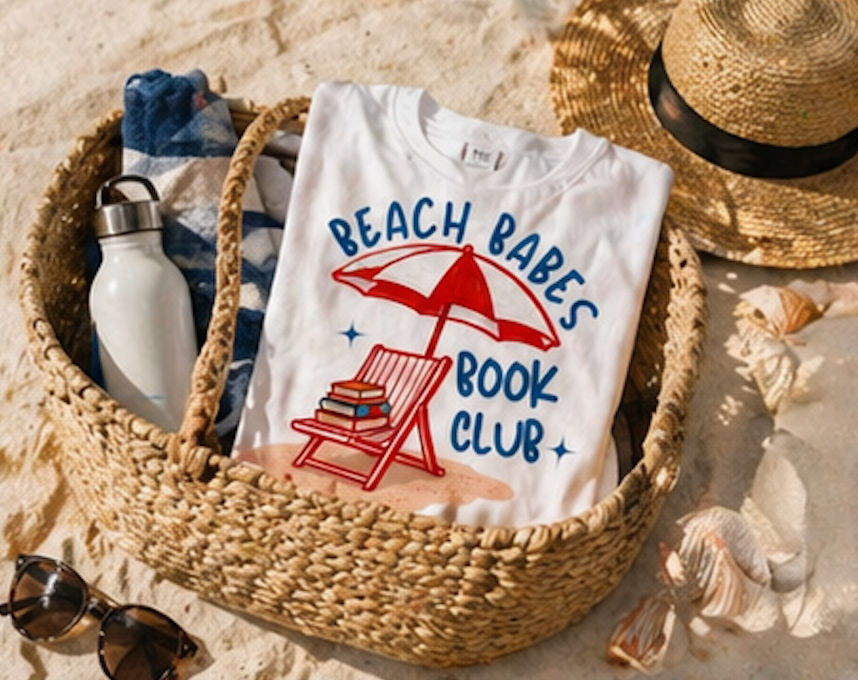 Beach Babes Book Club Shirt • Beach Reader Graphic Tee • Coastal Summer Book Lover Shirt • Vacation Outfit