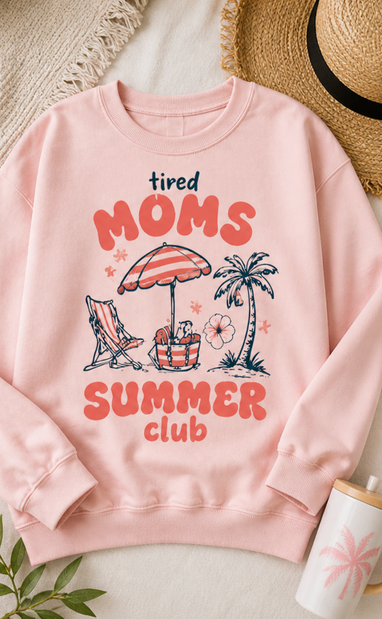 Tired Moms Summer Club Beach Graphic Tee • Summer Mom Shirt • Pool Day Mama Tee • Coastal Vacation Outfit