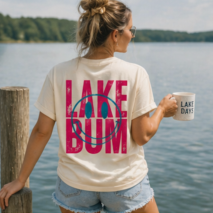 Lake Bum Graphic Tee • Summer Lake Shirt • Beach Vacation Mama Tee • Coastal Summer Outfit • Lake Life Shirt
