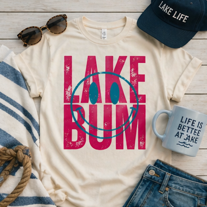 Lake Bum Graphic Tee • Summer Lake Shirt • Beach Vacation Mama Tee • Coastal Summer Outfit • Lake Life Shirt