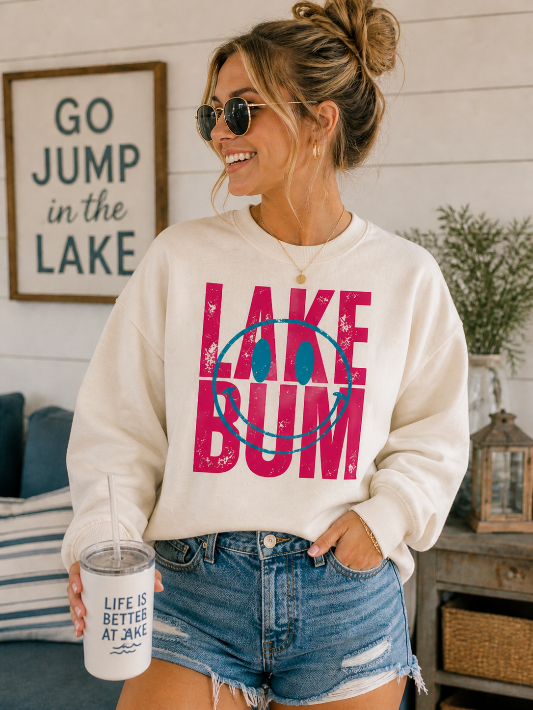 Lake Bum Sweatshirt • Summer Lake Crewneck • Lake Life Mom Sweatshirt • Beach Vacation Pullover • Coastal Crewneck