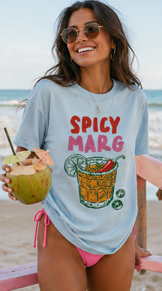 Spicy Marg Graphic Tee • Margarita Summer Shirt • Girls Night Beach Tee • Summer Vacation Outfit • Fiesta Shirt