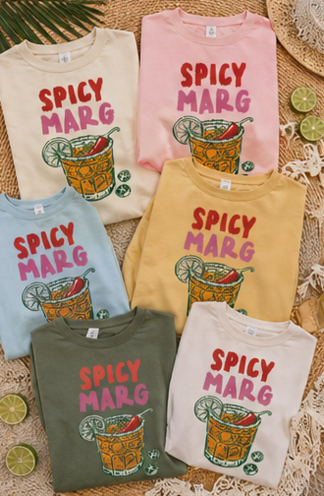 Spicy Marg Graphic Tee • Margarita Summer Shirt • Girls Night Beach Tee • Summer Vacation Outfit • Fiesta Shirt
