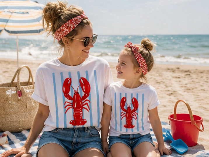 Coastal Lobster Graphic Tee • Beach Vacation Shirt • Summer Coastal Tee • Preppy Beach Shirt • Summer Vacation Outfit