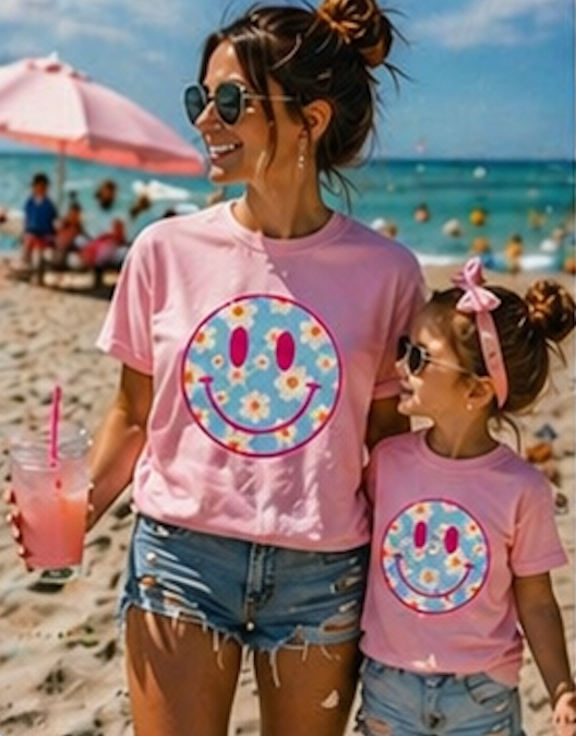 Retro Daisy Smile Sweatshirt • Floral Happy Face Crewneck • Cute Mama Cozy Sweatshirt