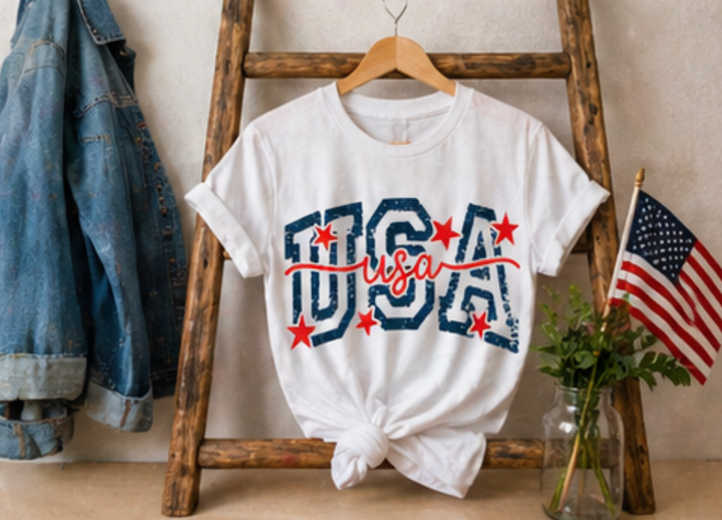 Copy of Feux Laced USA Patchwork Sweatshirt • Preppy Patriotic Crewneck • Coquette Americana Sweatshirt • Red White Blue Mama Style
