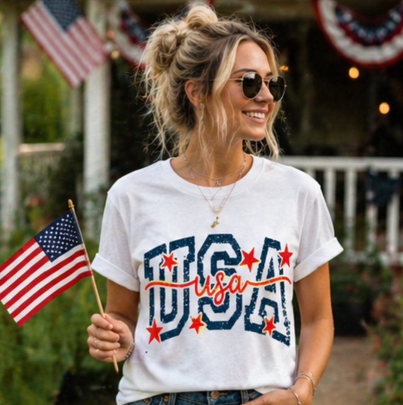 Copy of Feux Laced USA Patchwork Sweatshirt • Preppy Patriotic Crewneck • Coquette Americana Sweatshirt • Red White Blue Mama Style