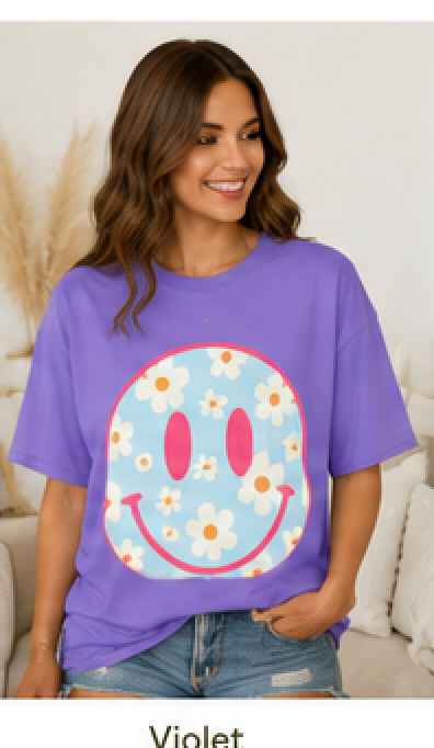 Preppy Smiley Face Shirt • Colorful Summer Graphic Tee • Happy Face Comfort Colors Shirt • Retro Smiley Tee • Cute Beach Shirt • Trendy Women's T-Shirt
