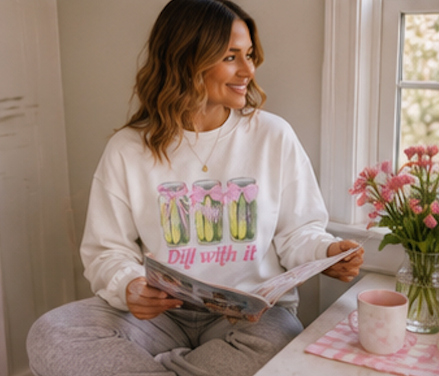 Dill With It Sweatshirt — Funny Pickle Jar Crewneck