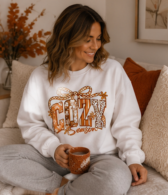 Cozy Season T-Shirt — Autumn Plaid & Floral Graphic Tee
