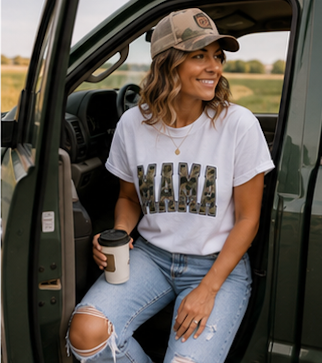 Mama Camo T-Shirt — Leopard/Camo Print "MAMA" Graphic Tee