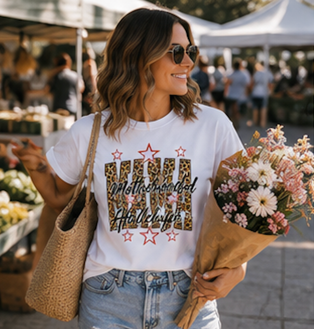 Motherhood Hallelujah Leopard Stars T-Shirt