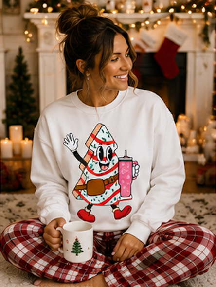 Christmas Tree Cake Character T-Shirt — Cute Christmas Graphic Tee