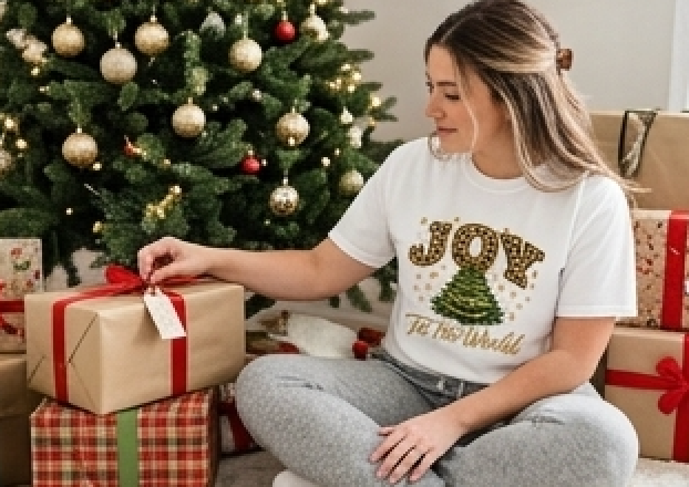 Joy To The World Christmas Sweatshirt — Leopard Print Tree Holiday Crewneck