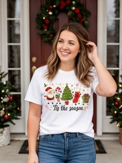 Christmas Santa Tree T-Shirt — 'Tis the Season Holiday Tee
