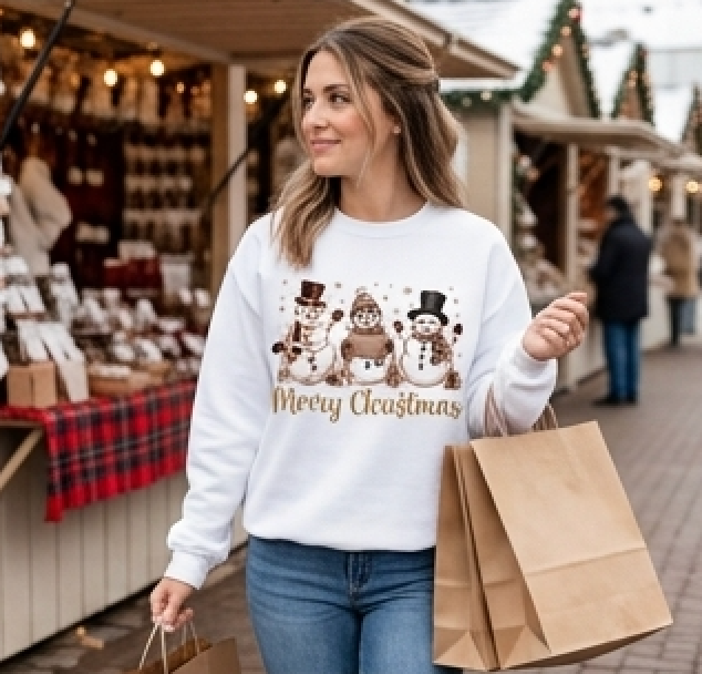 Christmas Snowmen T-Shirt - Merry Christmas Cute Winter Holiday Tee