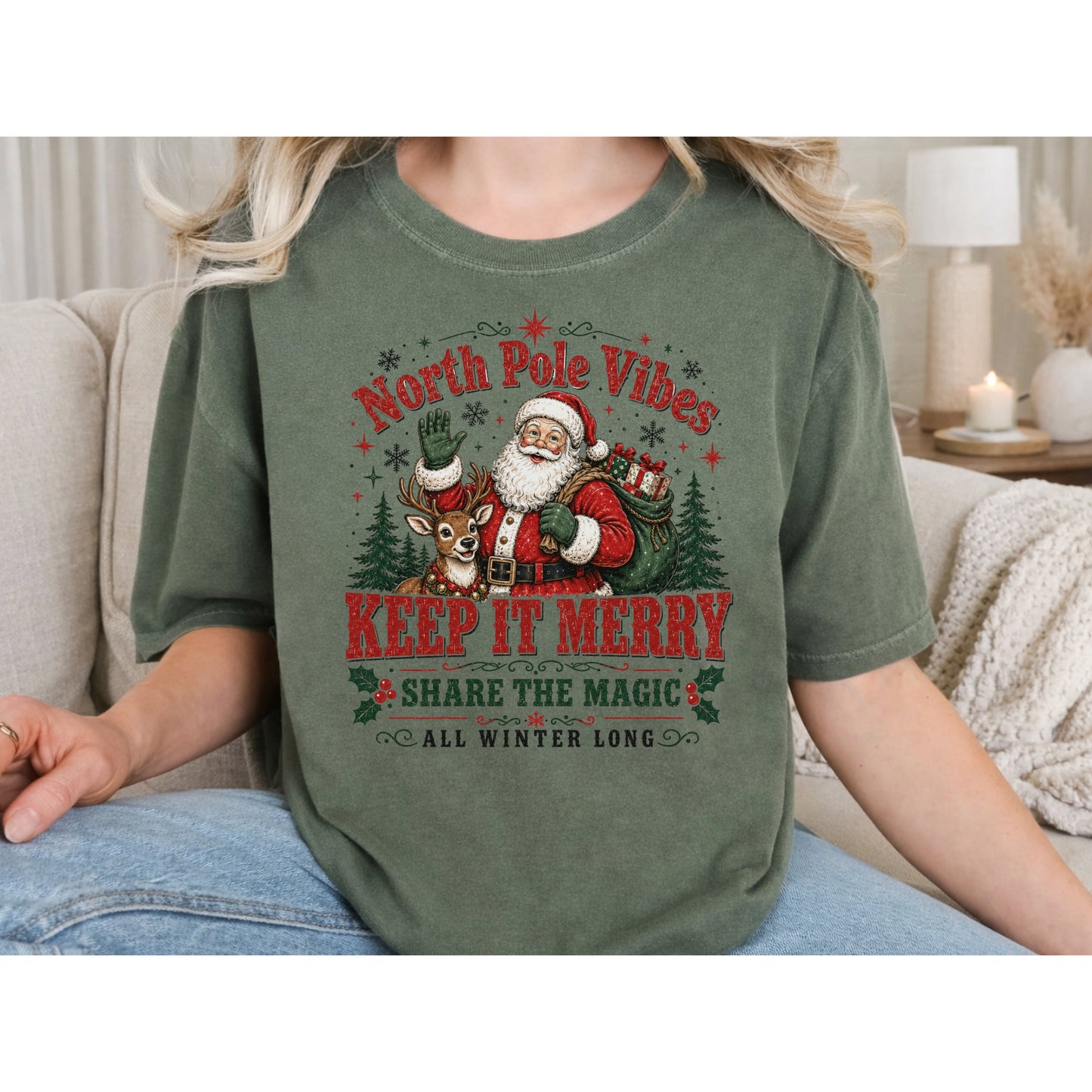 Santa 'North Pole Vibes — Keep It Merry' Crewneck Sweatshirt