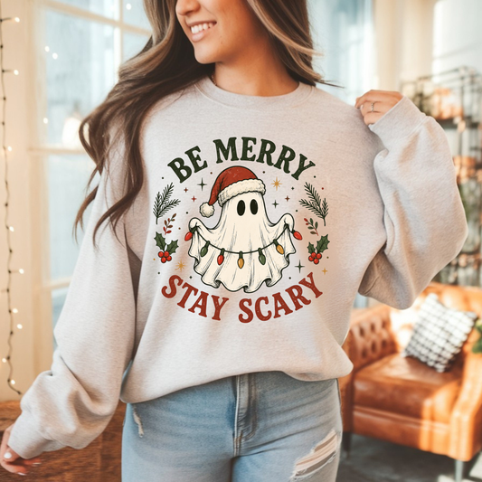 "Be Merry Stay Scary" Holiday Crewneck