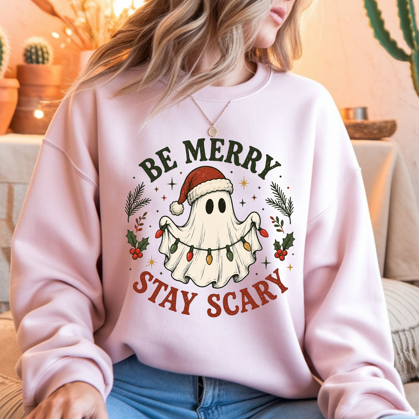 "Be Merry, Stay Scary" T-Shirt Christmas Halloween Mashup