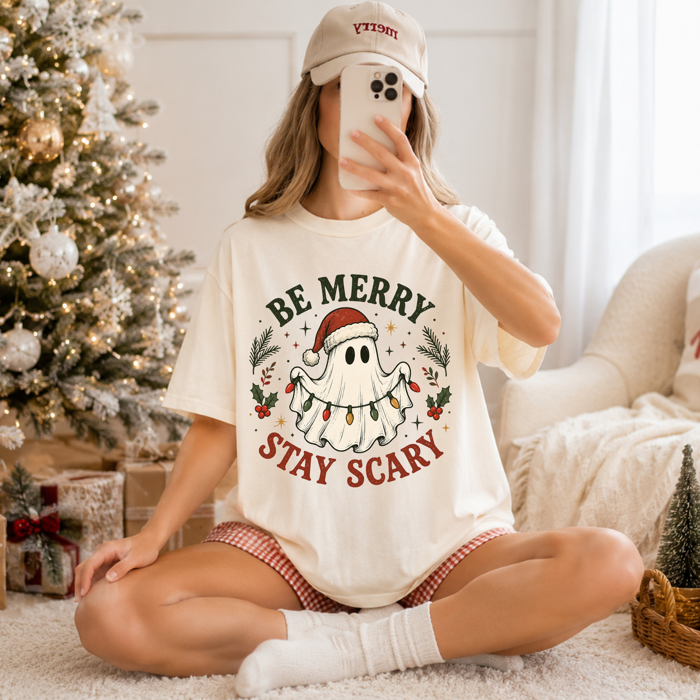 "Be Merry, Stay Scary" T-Shirt Christmas Halloween Mashup