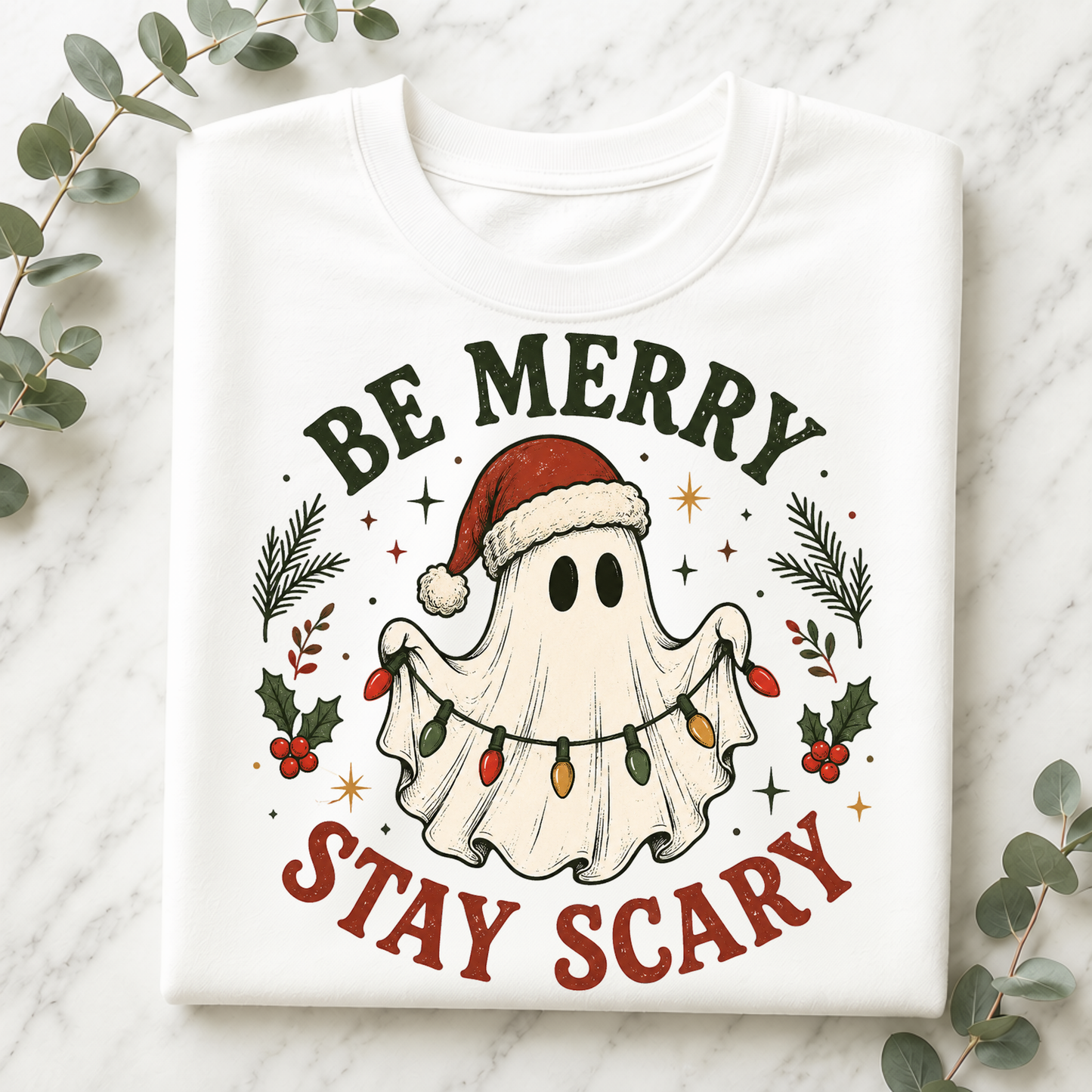 "Be Merry, Stay Scary" T-Shirt Christmas Halloween Mashup
