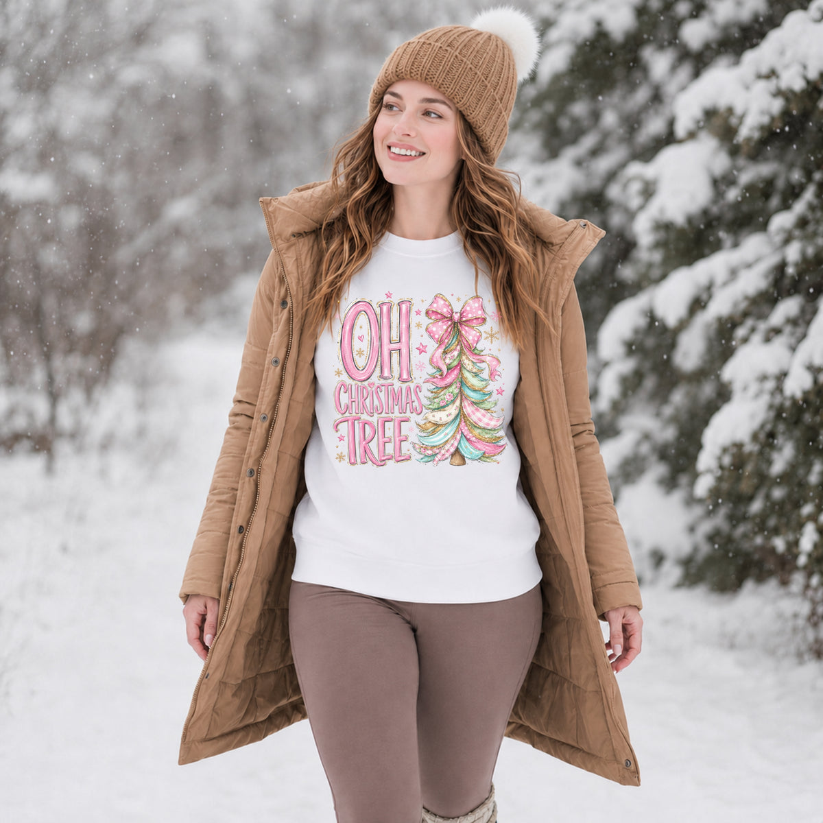 "Oh Christmas Tree" pink Pastel Holiday Crewneck
