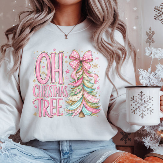 "Oh Christmas Tree" pink Pastel Holiday Crewneck