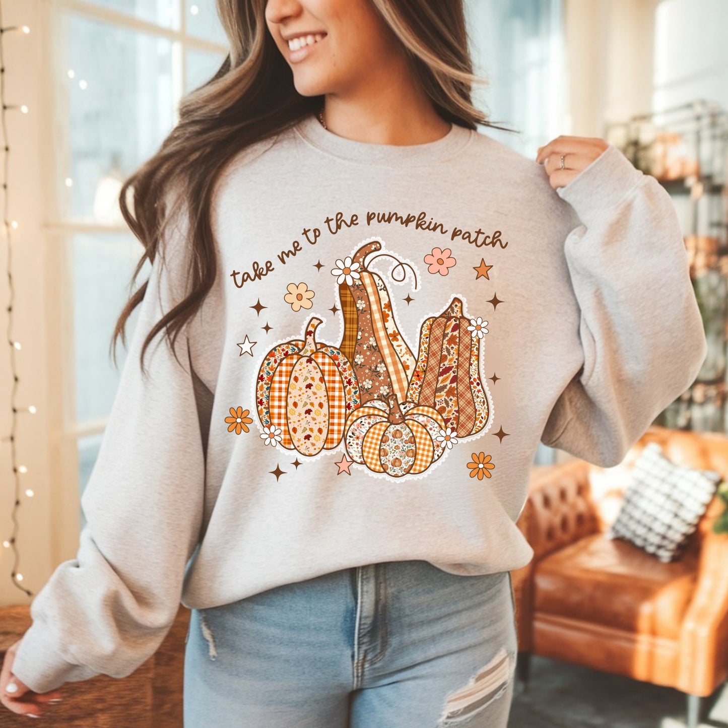 Pumpkin Patch Gourd Crewneck Sweatshirt – "Take Me to the Pumpkin Patch" Fall Pullover