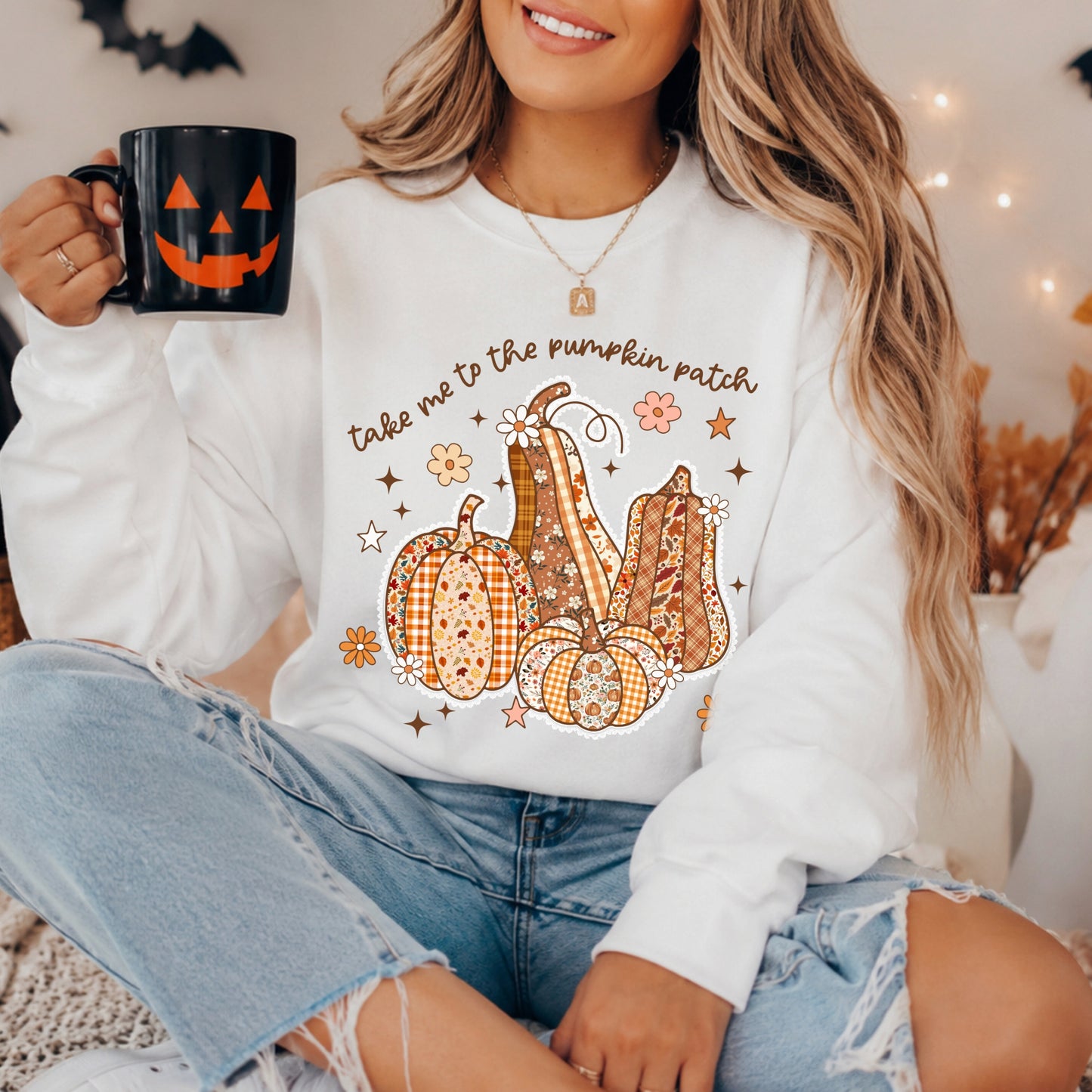 Pumpkin Patch Gourd Crewneck Sweatshirt – "Take Me to the Pumpkin Patch" Fall Pullover
