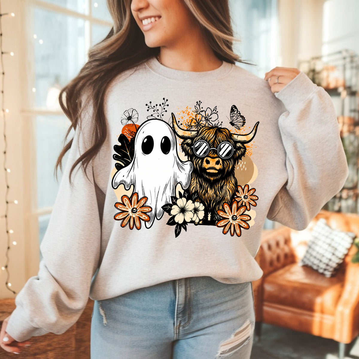 Highland Cow Ghost Shirt • Cute Halloween Shirt • Spooky Season Tee • Boho Halloween Shirt • Ghost Cow Graphic Tee • Fall Western Sweatshirt • Comfort Colors Tee