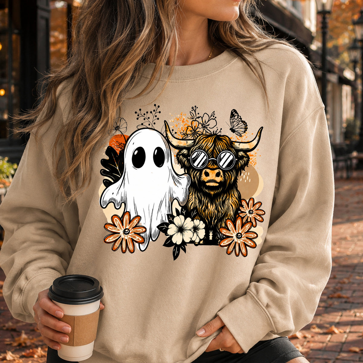 Highland Cow Ghost Shirt • Cute Halloween Shirt • Spooky Season Tee • Boho Halloween Shirt • Ghost Cow Graphic Tee • Fall Western Sweatshirt • Comfort Colors Tee