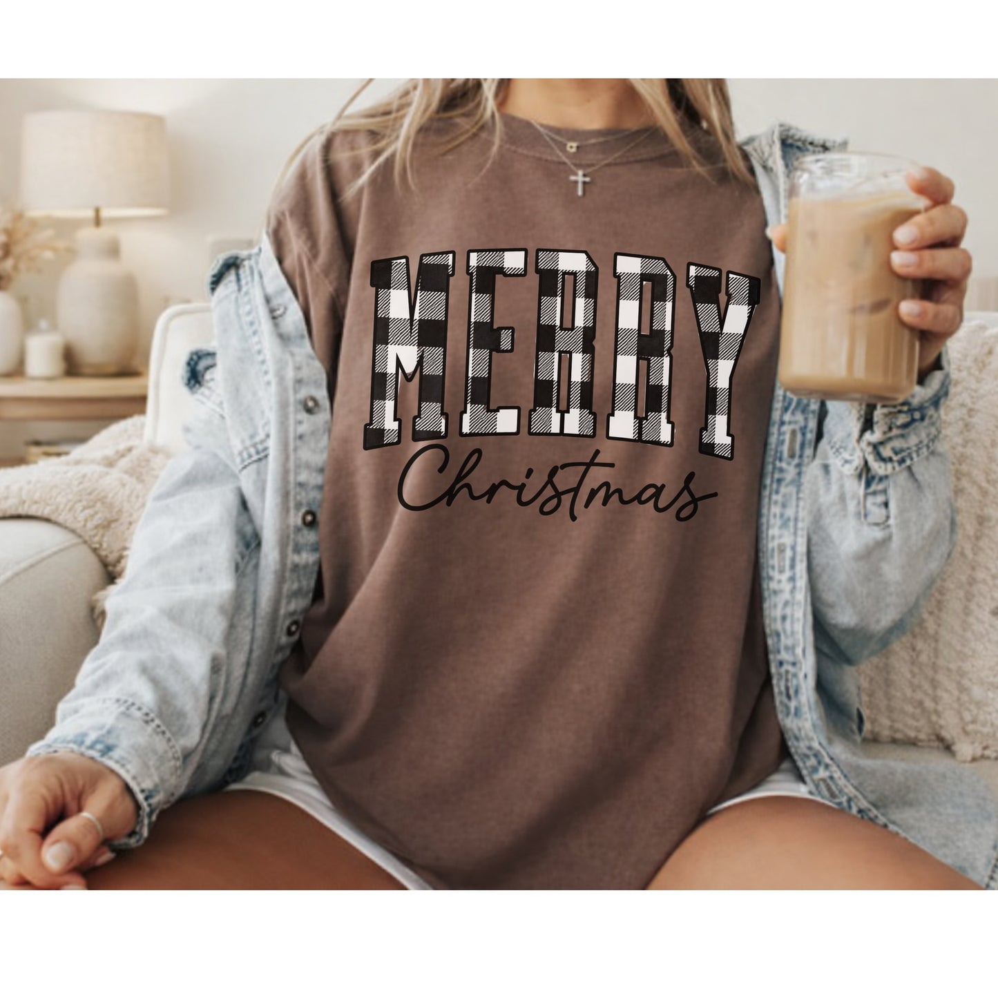 Merry Christmas Buffalo Plaid Tee