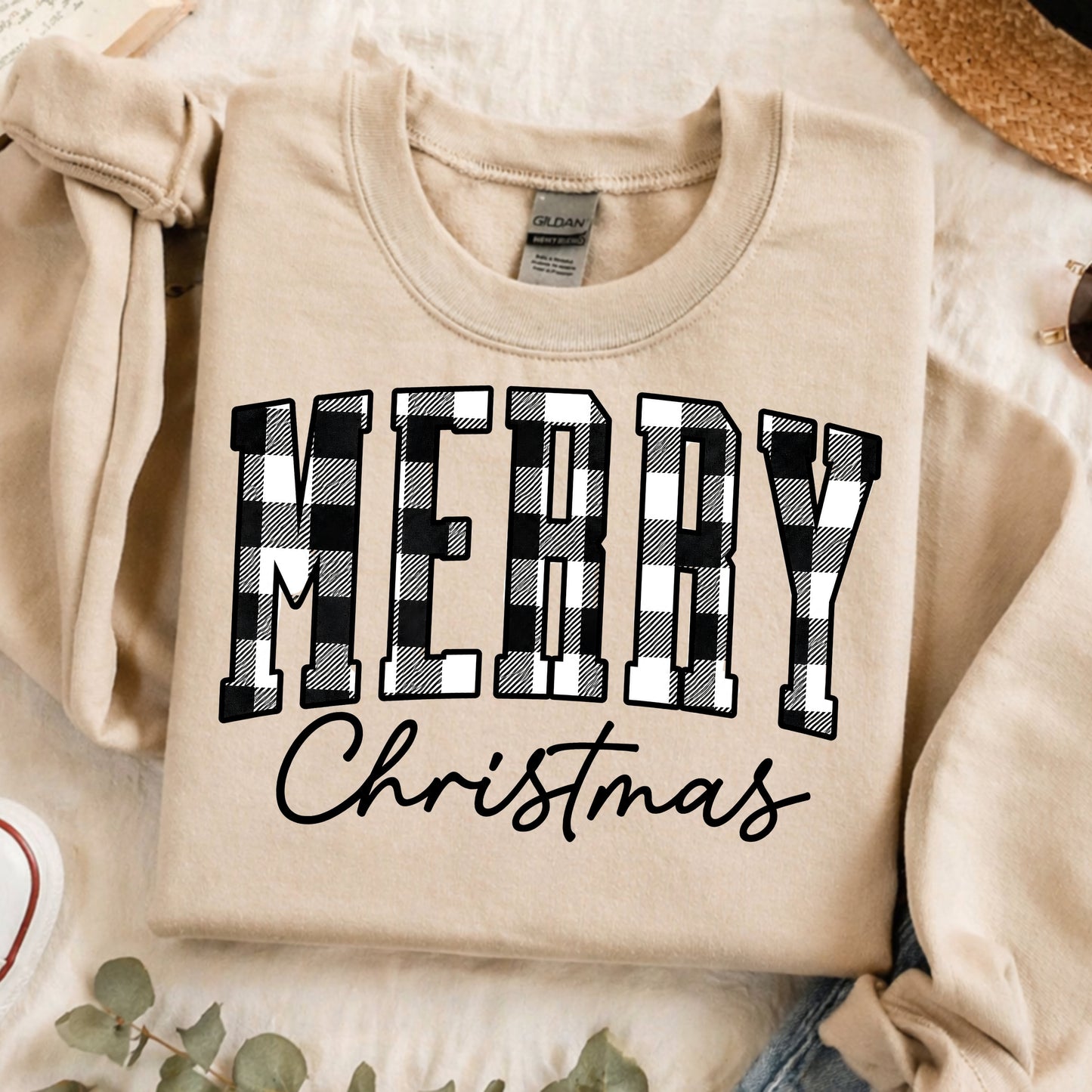 Merry Christmas Buffalo Plaid Tee