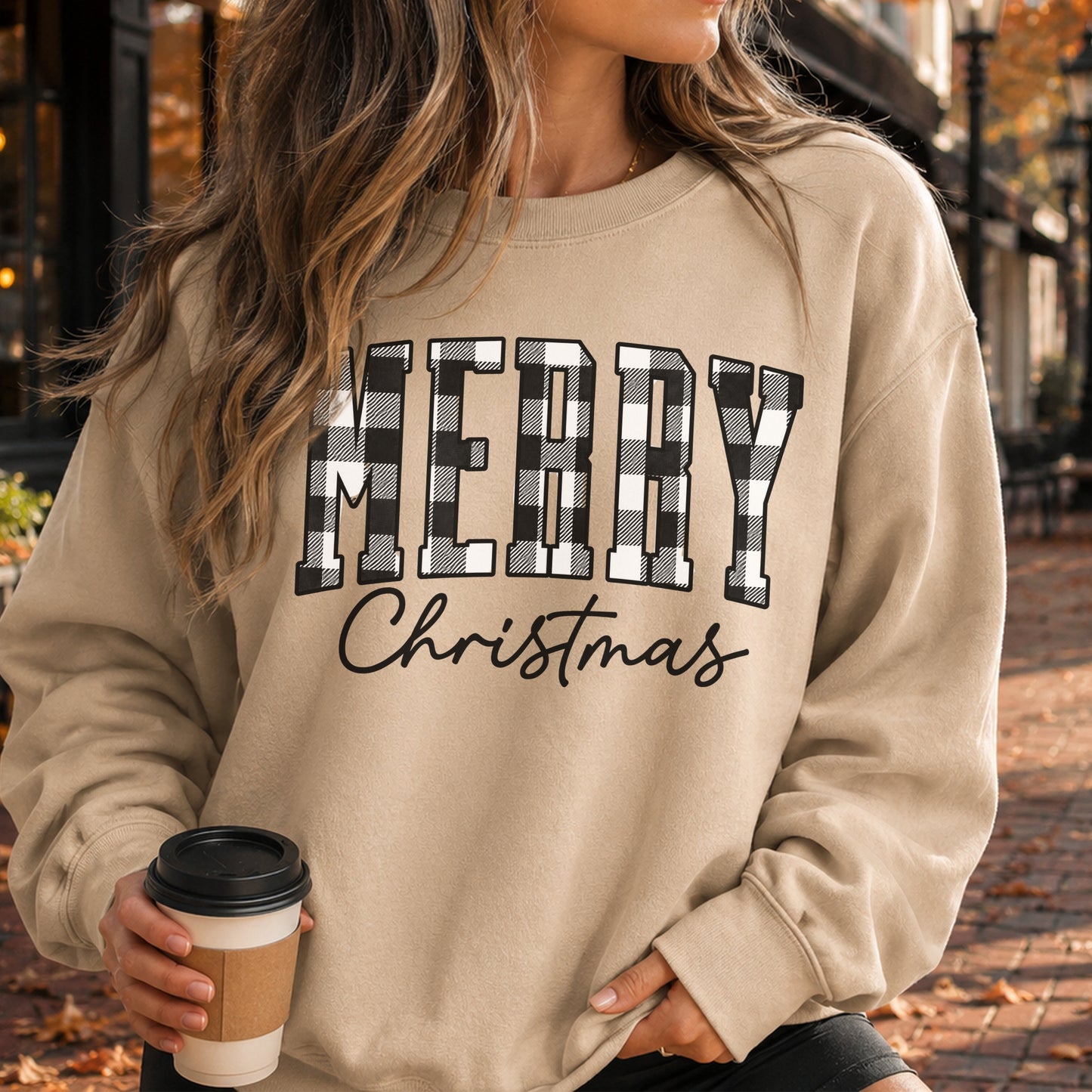 Merry Christmas Buffalo Plaid Crewneck Sweatshirt