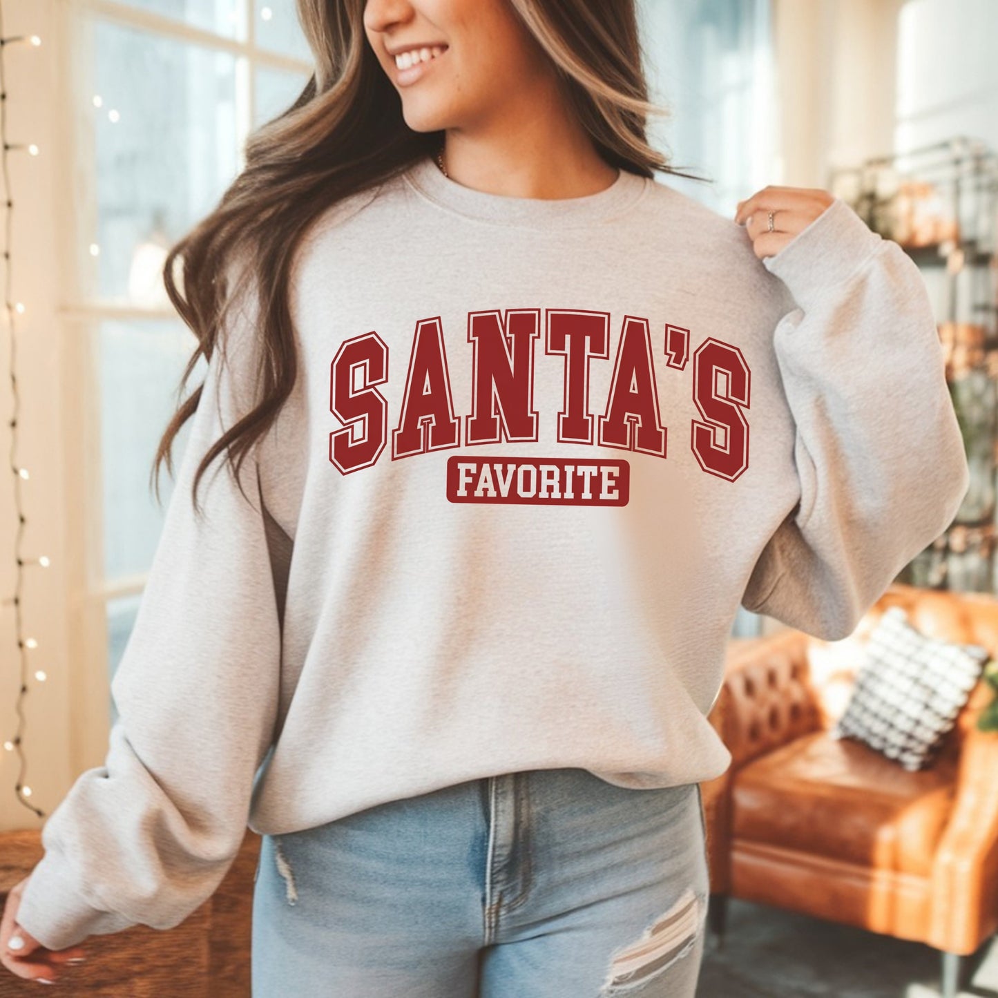 Santa's Favorite Crewneck Sweatshirt – Cozy Holiday Christmas Pullover