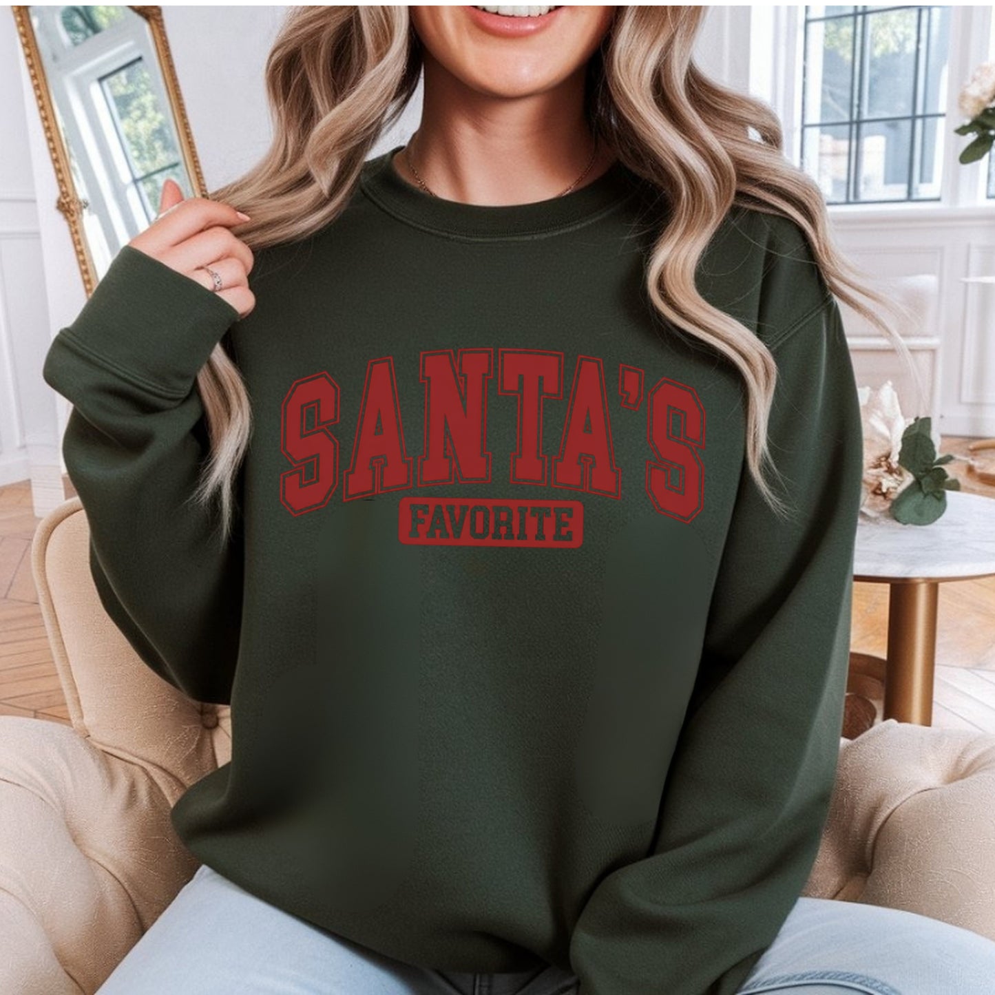 Santa's Favorite Crewneck Sweatshirt – Cozy Holiday Christmas Pullover