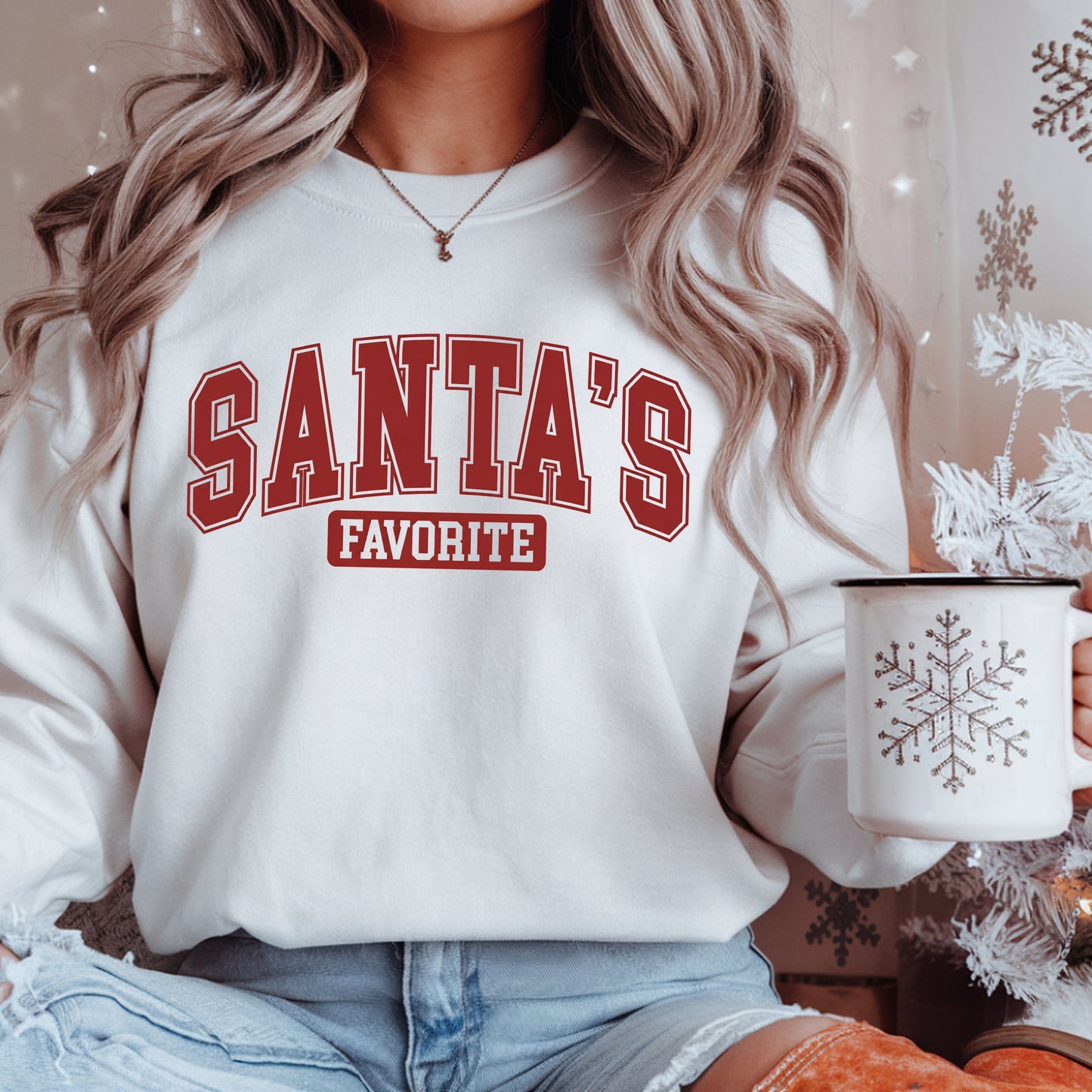 Santa's Favorite Crewneck Sweatshirt – Cozy Holiday Christmas Pullover
