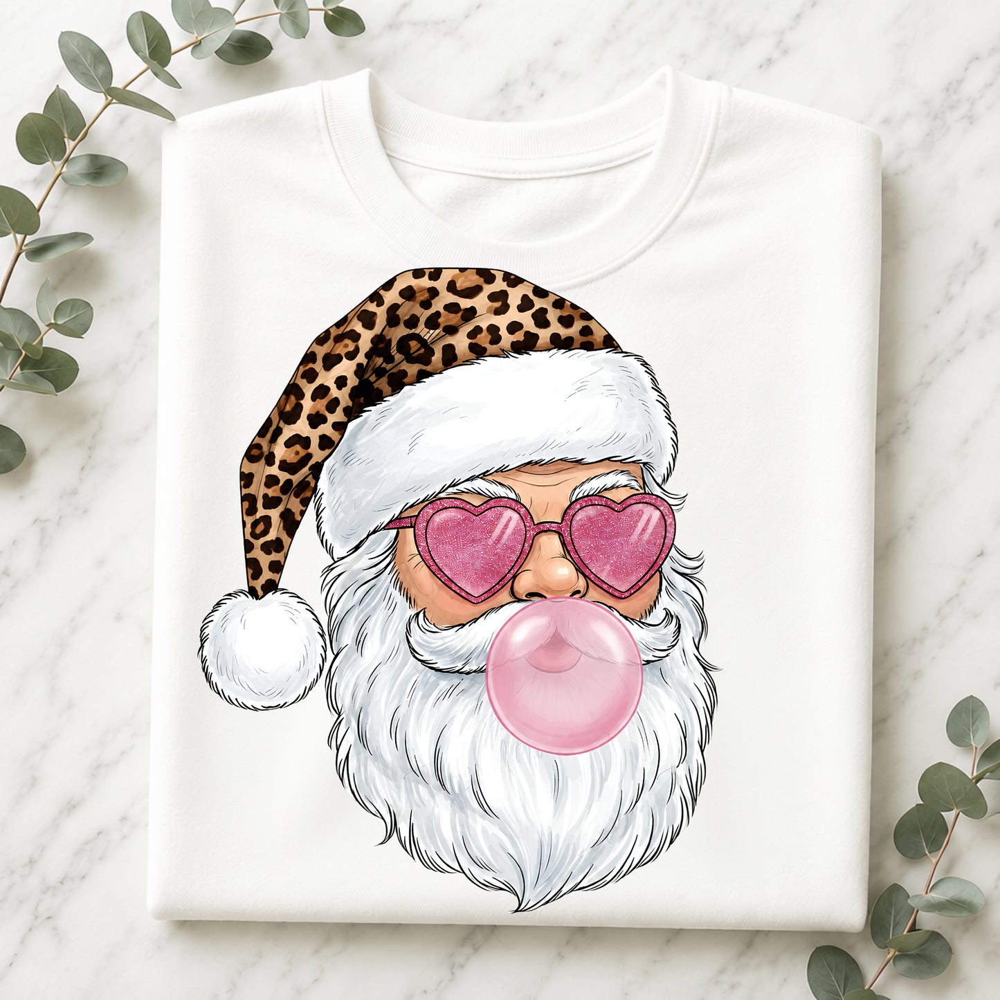 Leopard Santa Bubblegum Crewneck Sweatshirt