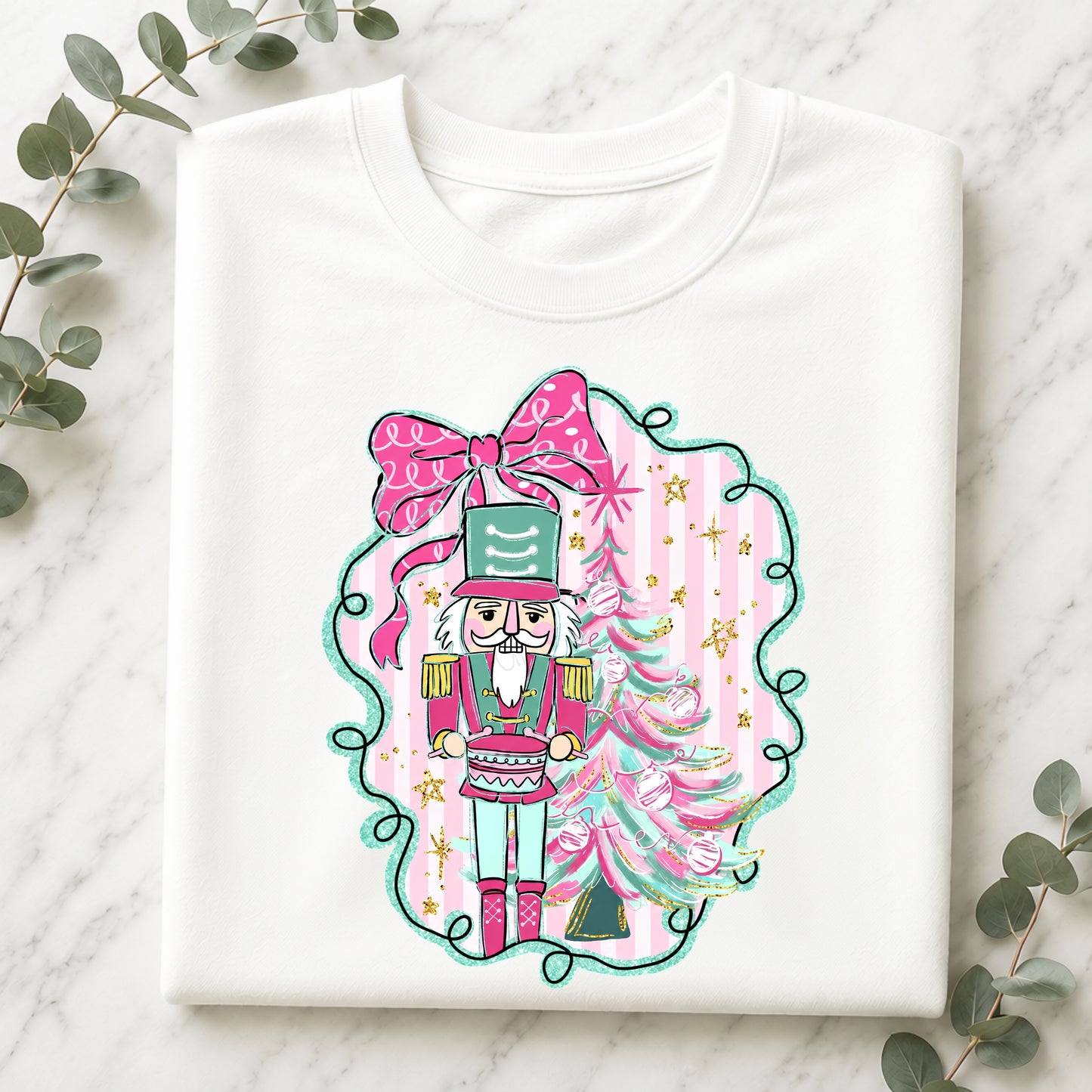 Nutcracker Christmas Sweatshirt — Pink Bow Holiday Crewneck