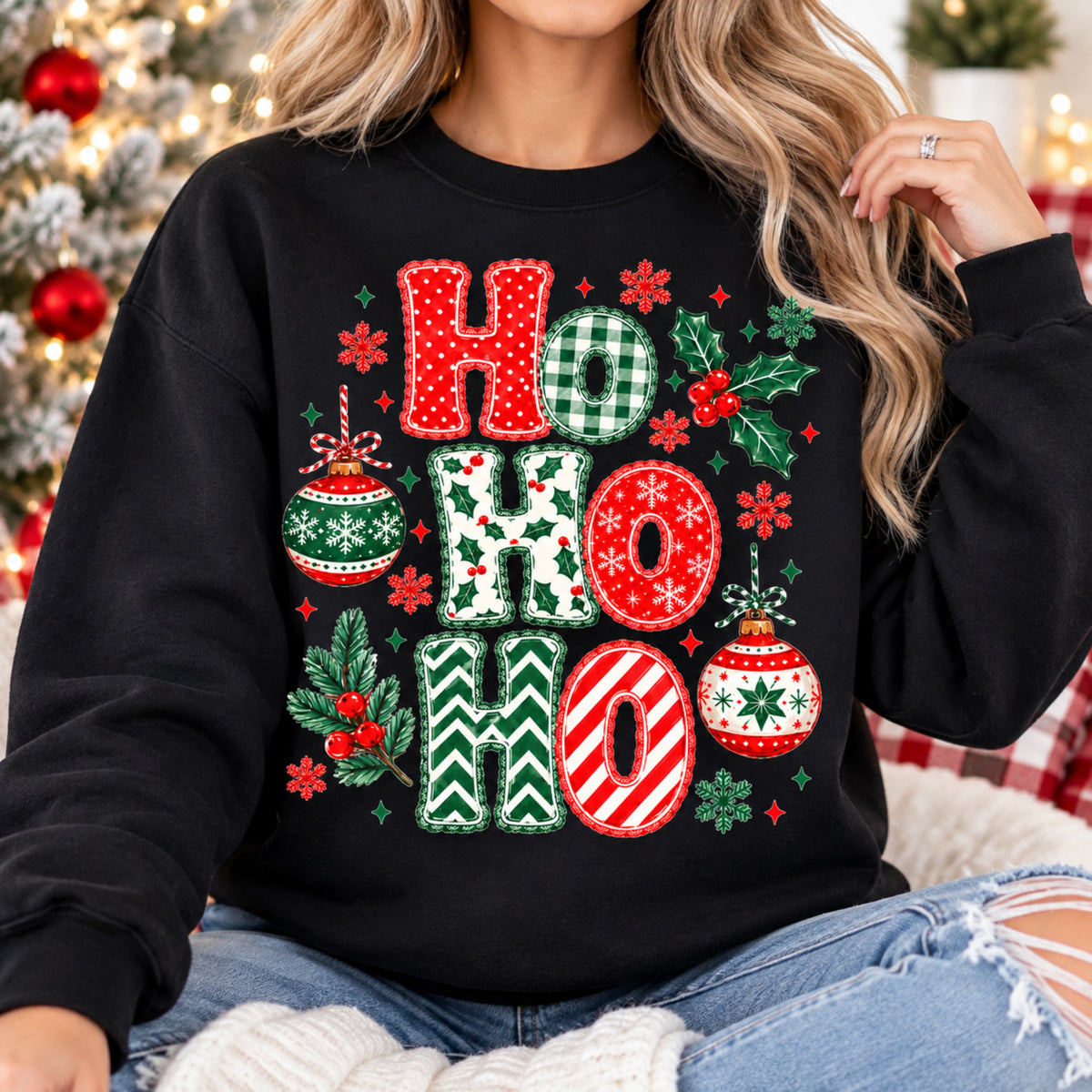 Ho Ho Ho Christmas Sweatshirt, Retro Christmas Crewneck, Gildan Holiday Sweatshirt, Festive Christmas Sweater, Christmas Gift