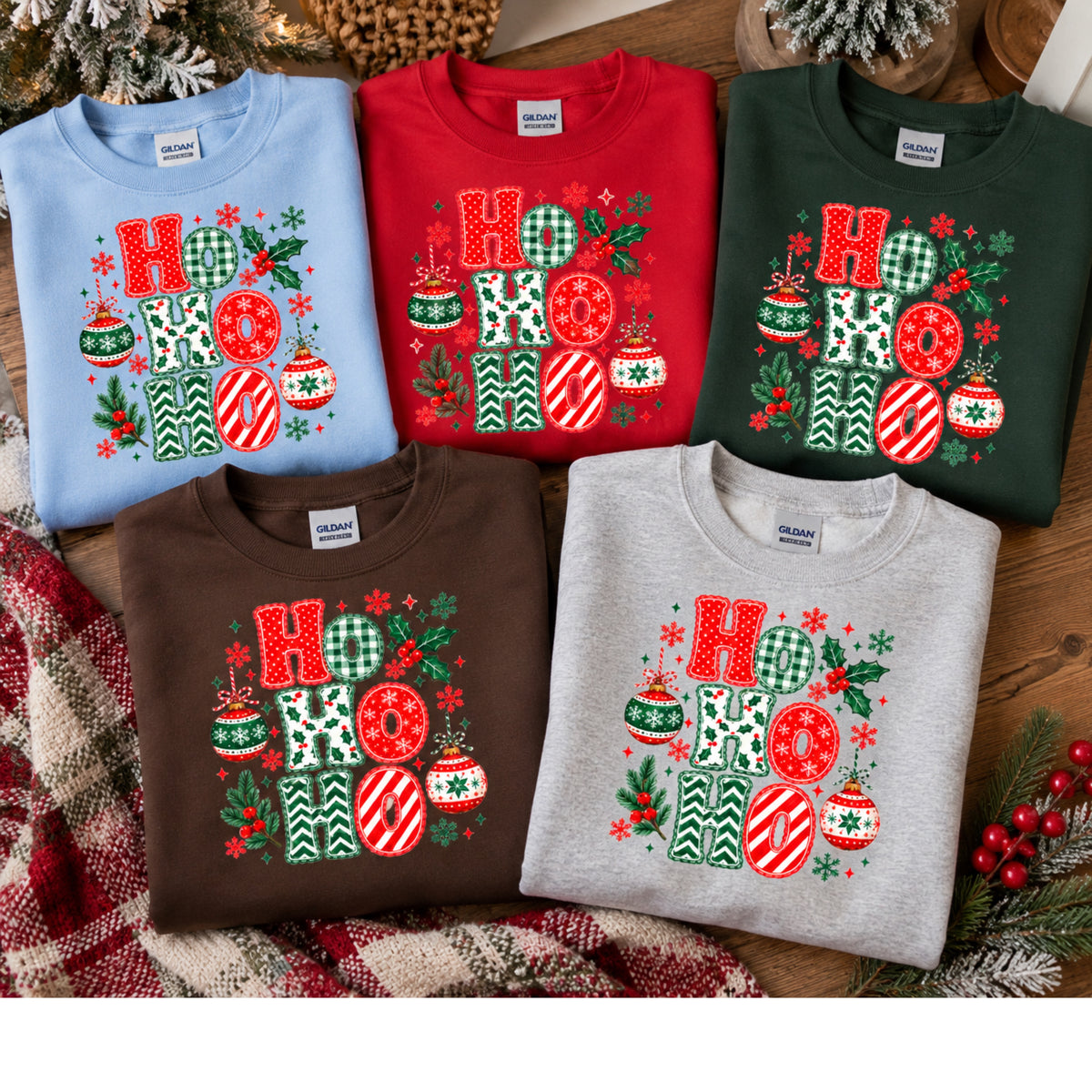Ho Ho Ho Christmas Sweatshirt, Retro Christmas Crewneck, Gildan Holiday Sweatshirt, Festive Christmas Sweater, Christmas Gift